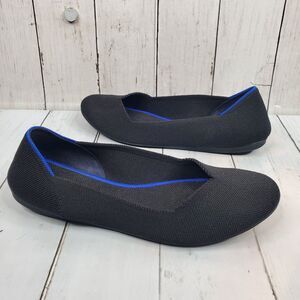 Rothy's The Flat Knit Women US 9.5 Luxury Ballet Flat Black Blue Shoes